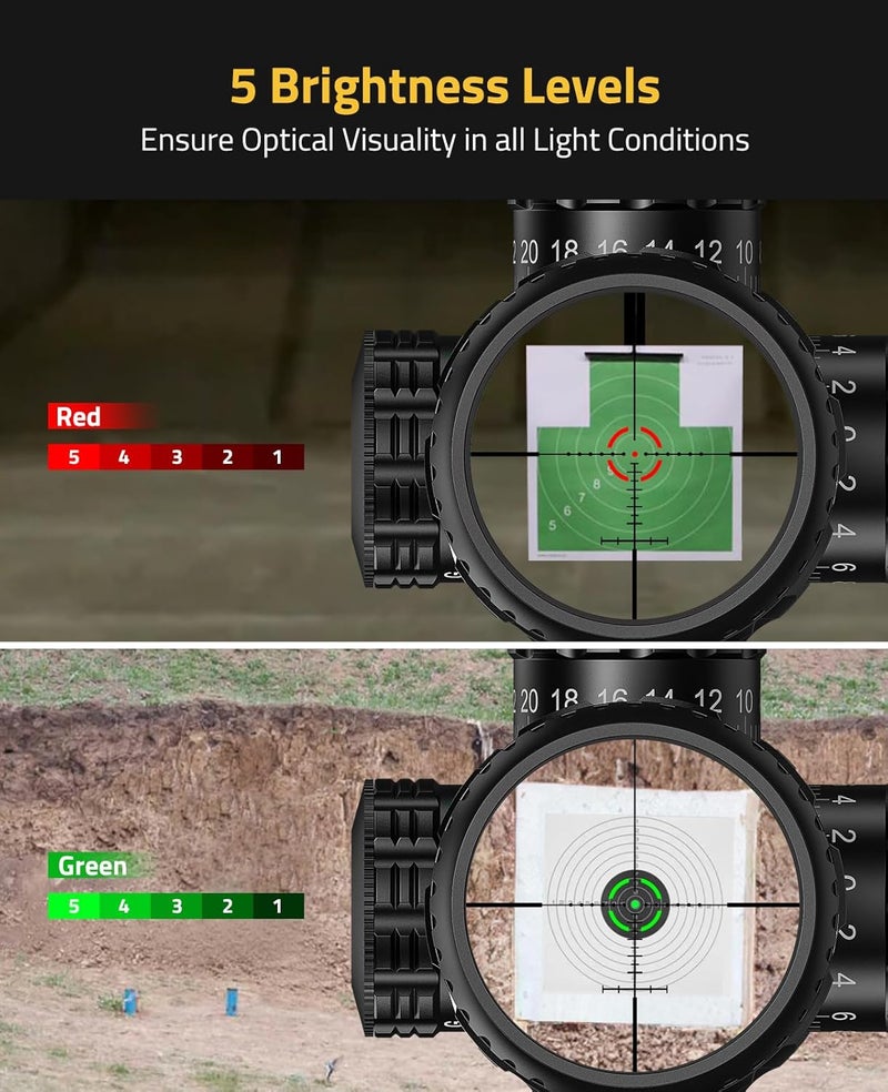 CVLIFE 2-10x32 MPVO AO Rifle Scope with Locking Turret, 5 Levels Red & Green Illumination Reticle, Parallax Adjustment, Second Focal Plane Scopes with 30mm Offset Scope Mount - Image 5